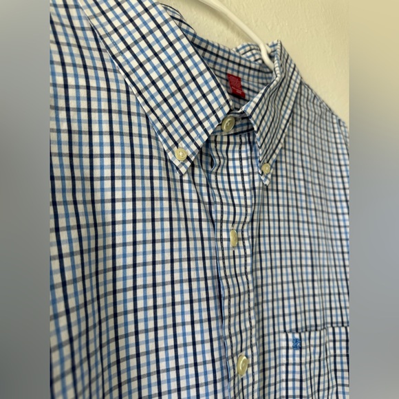 IZOD 2015 Men’s Long Sleeve Button Down Navy/Light Blue/ White Plaid Shirt 4XL - Picture 7 of 17